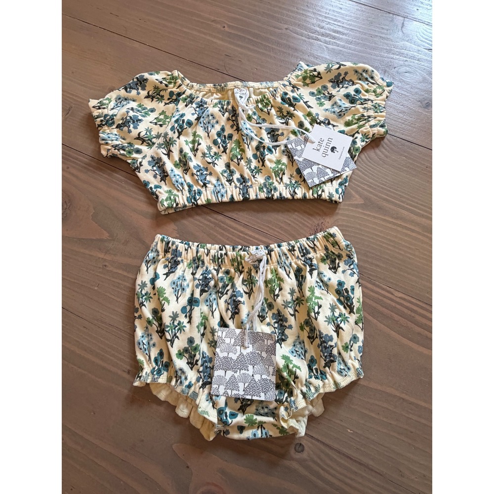 Kk32 Kate Quinn 2 Piece Bubble Sunsuit Blue Floral Bouquet 18-24m NWT